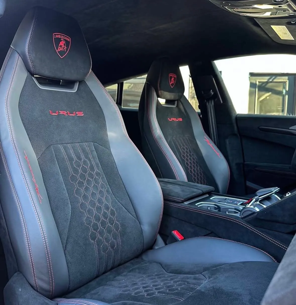 Lamborghini Urus leather and Alcantara seats after detailing